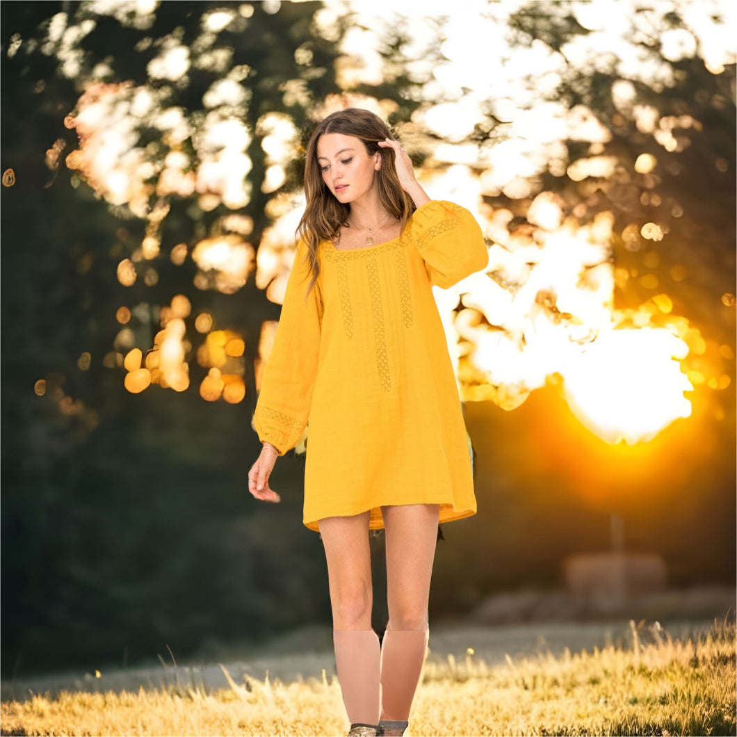 Cotton vibrant yellow dress