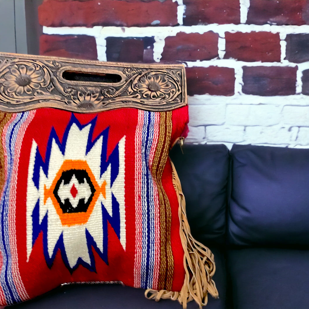 Aztec Bison leather Crossbody or Clutch